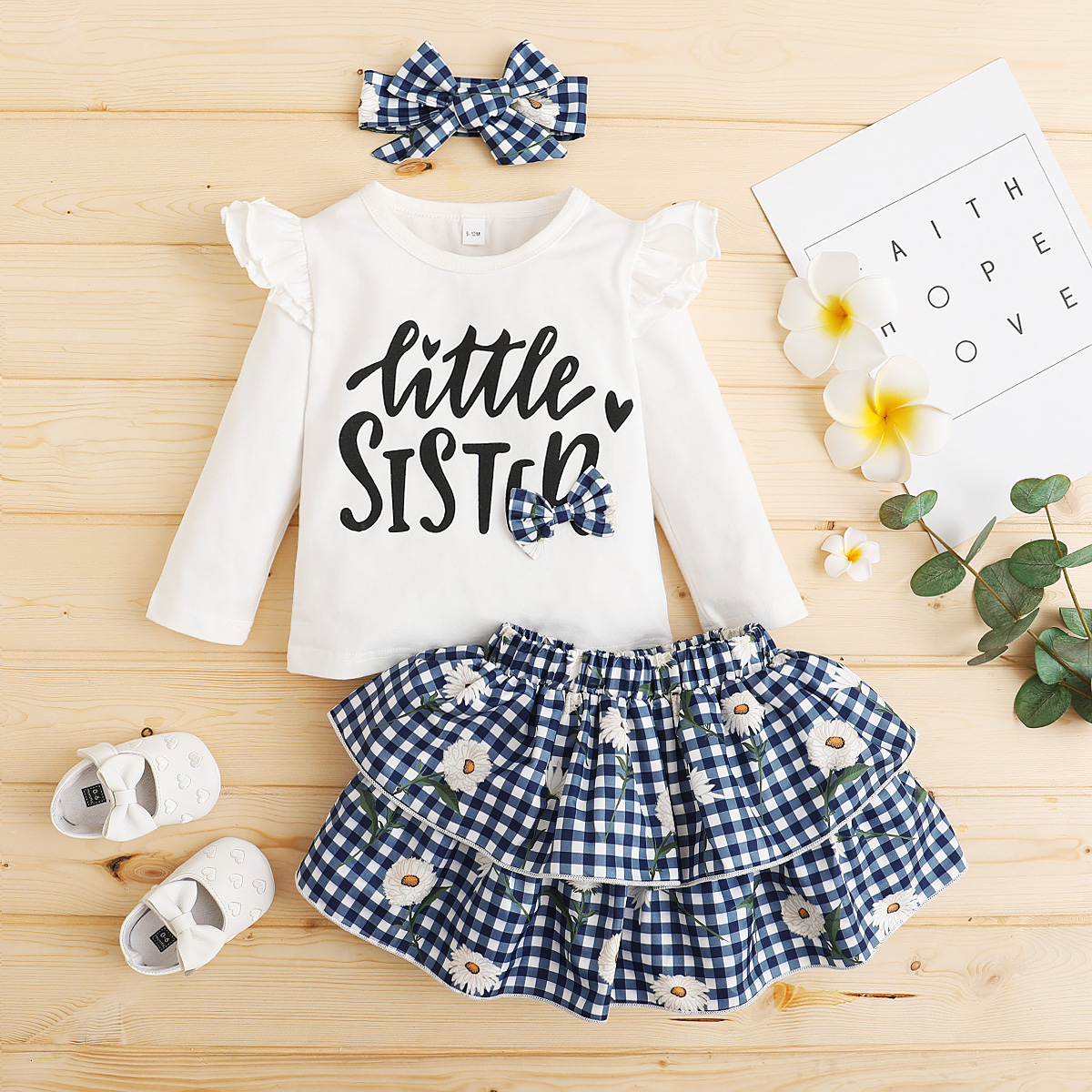 

Baby Girl Floral Sweet Long-sleeve Cotton Suit-dress