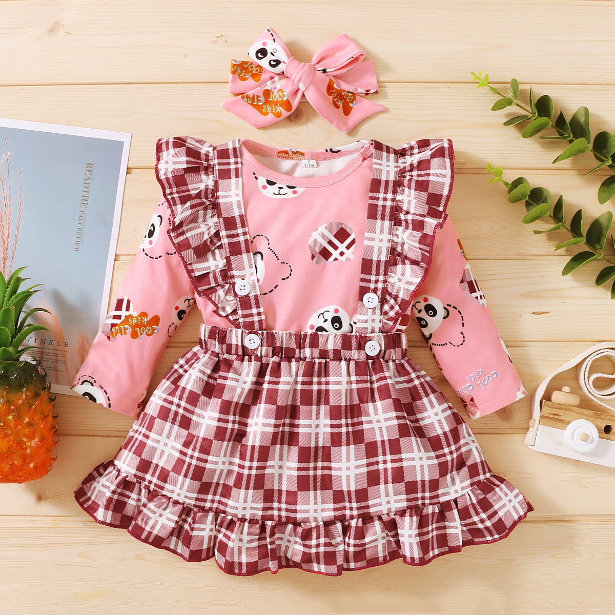 

3-pcs Baby Girl Animal Sweet Suit-dress Romper Fashion Long Sleeve Infant Clothing Outfits