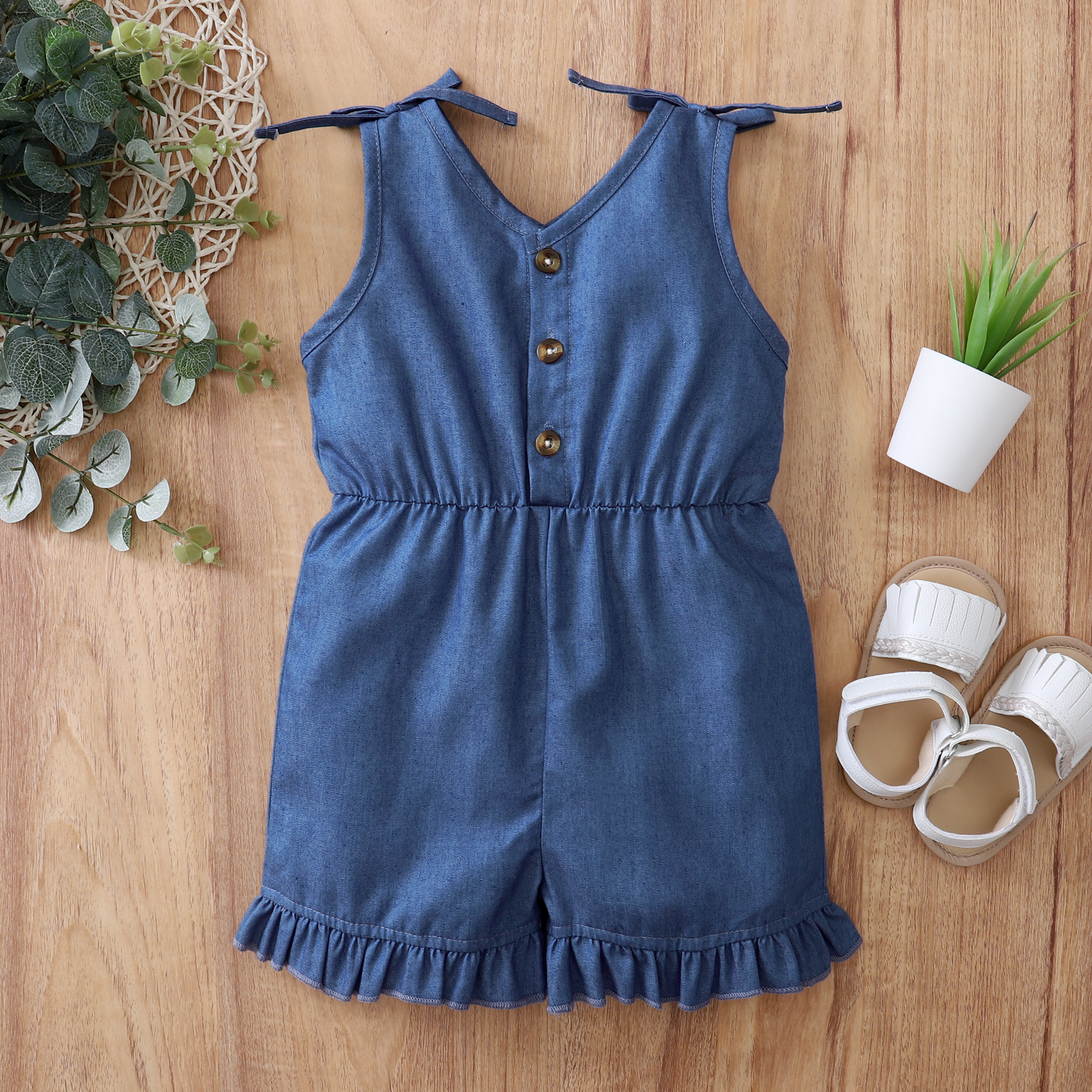 

Baby Girl Casual Pure Cotton Flounce Decor Rompers