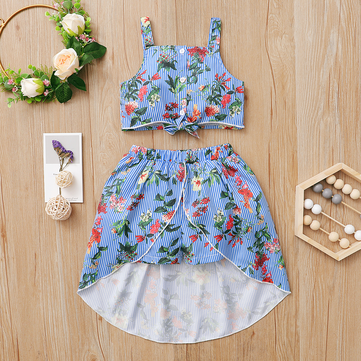 

2pcs Toddler Girl Floral Print Top and Skirt Set