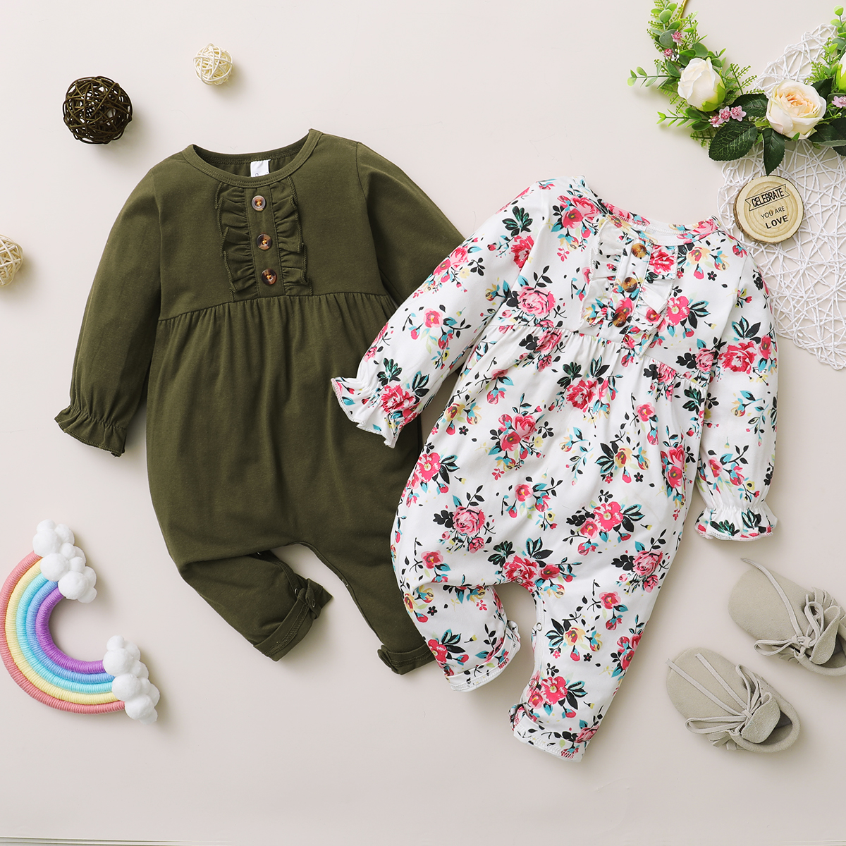 

Baby Unisex Sweet Solid Jumpsuits