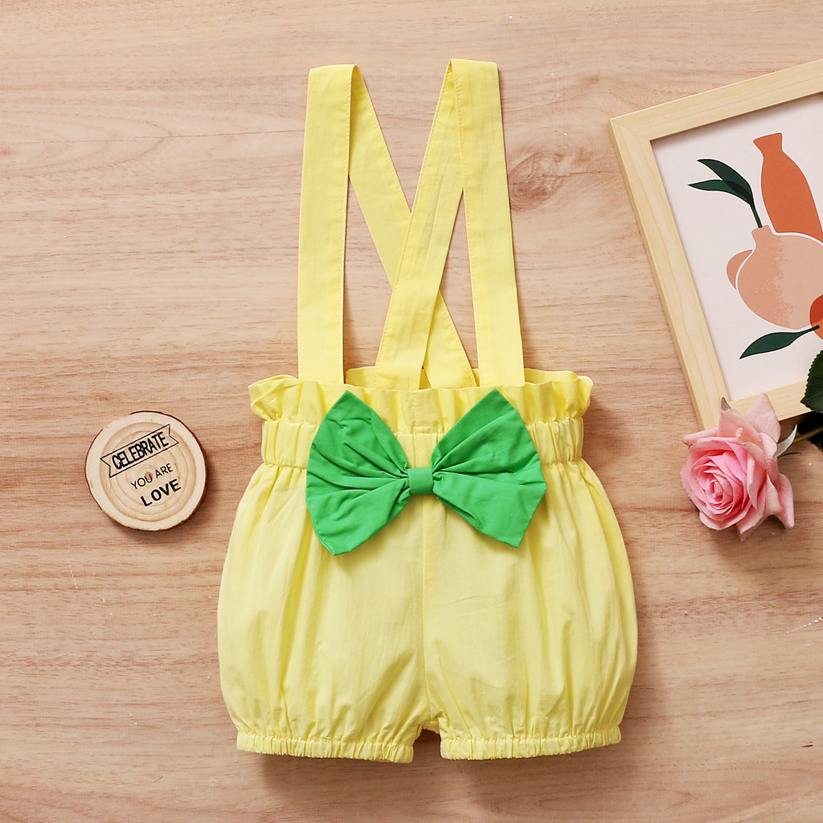 

Baby Girl Floral straight Overalls Solid Baby Cotton Pants Romper