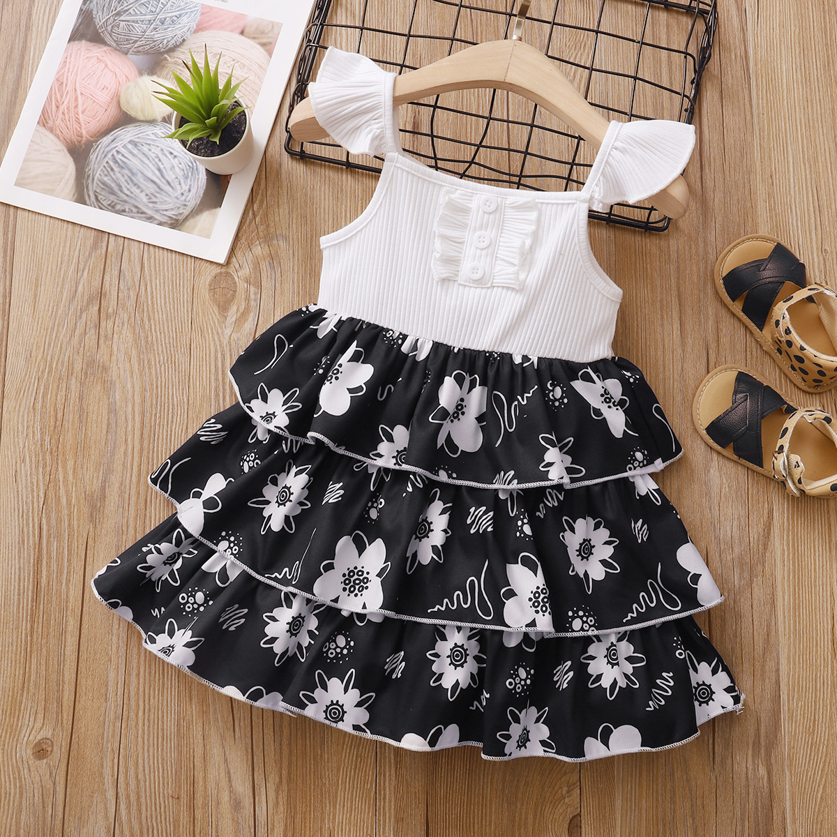 

1pc Baby Girl Sleeveless Floral Sweet Dress