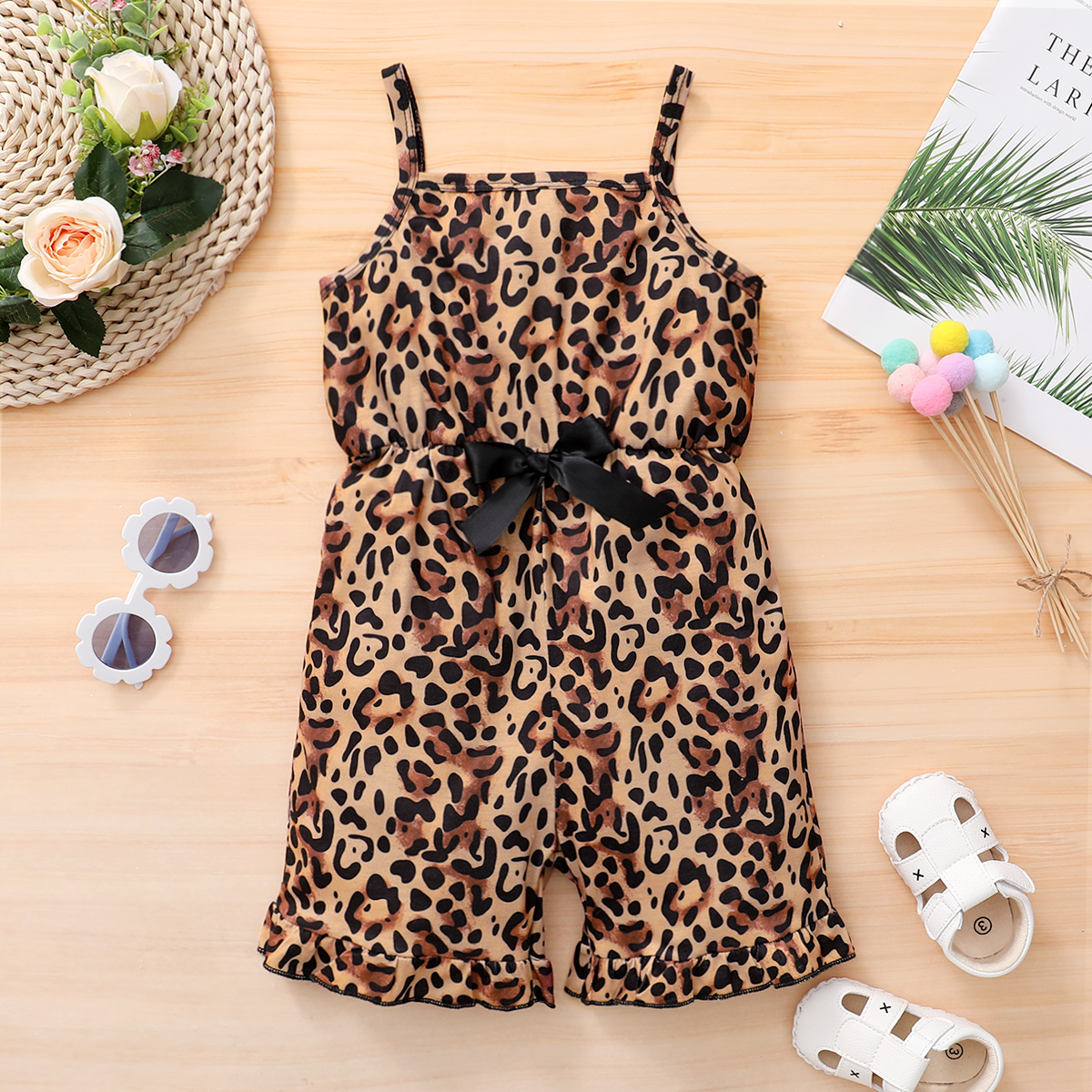 

Toddler Girl Leopard Bowknot Jumpsuits