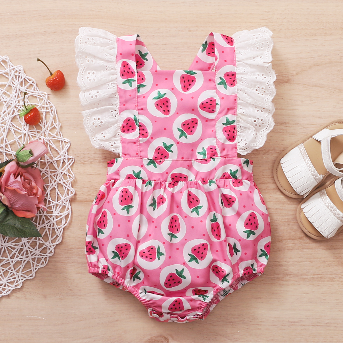 

1pc Baby Girl Sleeveless Sweet Rompers & Bodysuits