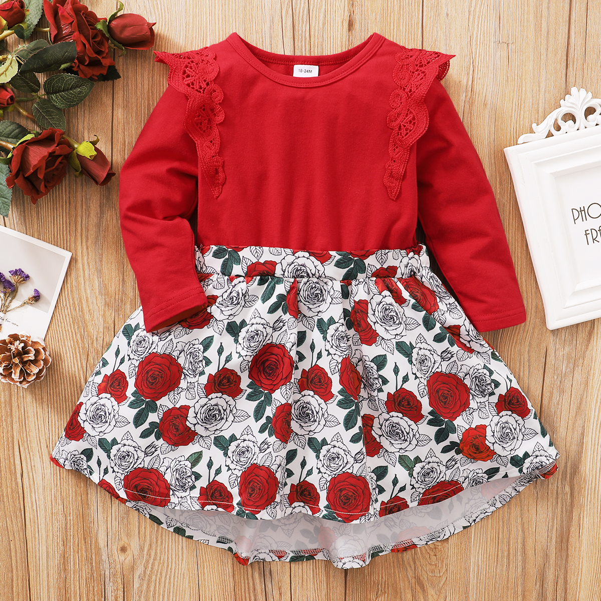 

Baby / Toddler Rose Floral Splice Dress