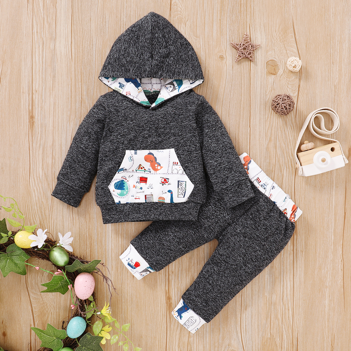 

2pcs Baby Boy Sports Animal & Dinosaur Baby's Sets Hoodies Outfit Suit Costume Infant Clothing