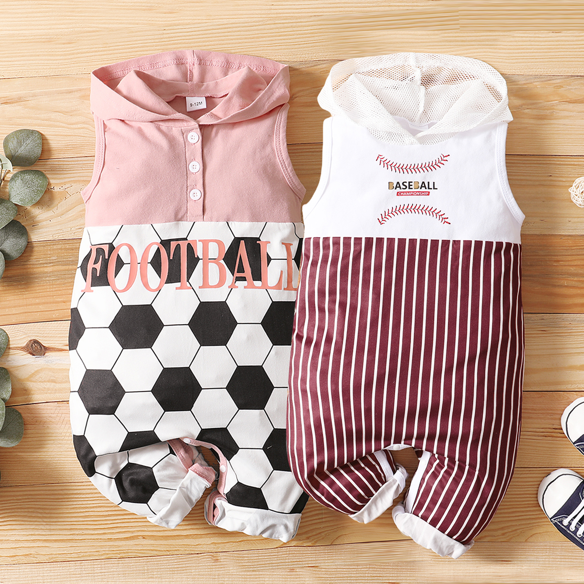 

Baby Hooded Sleeveless Print Color contrast Sports Jumpsuit