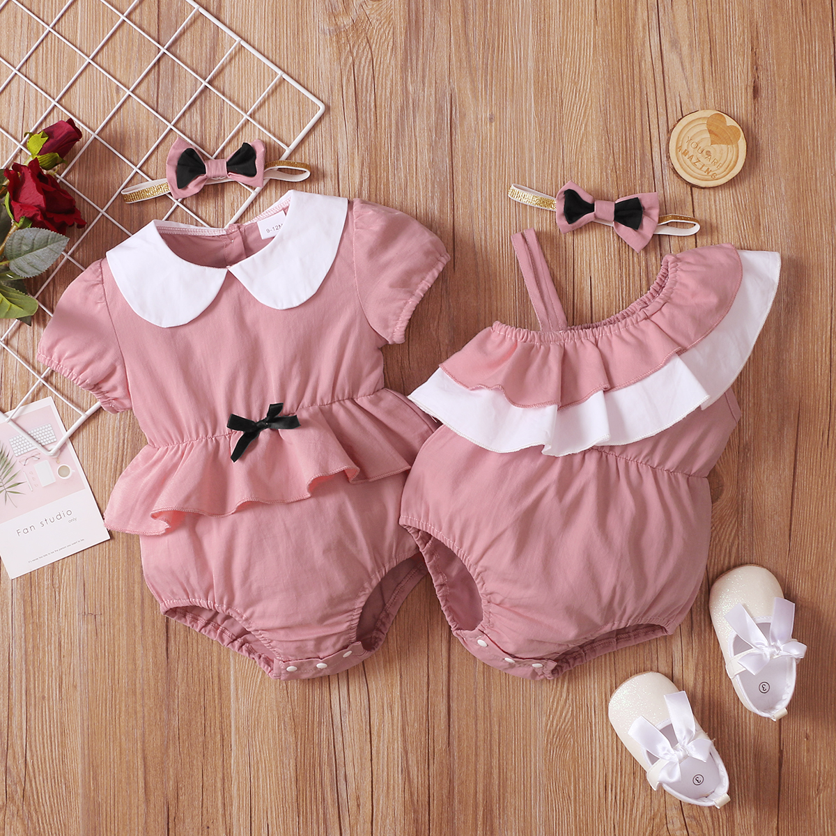 

100% Cotton 2pcs Ruffled Baby Set
