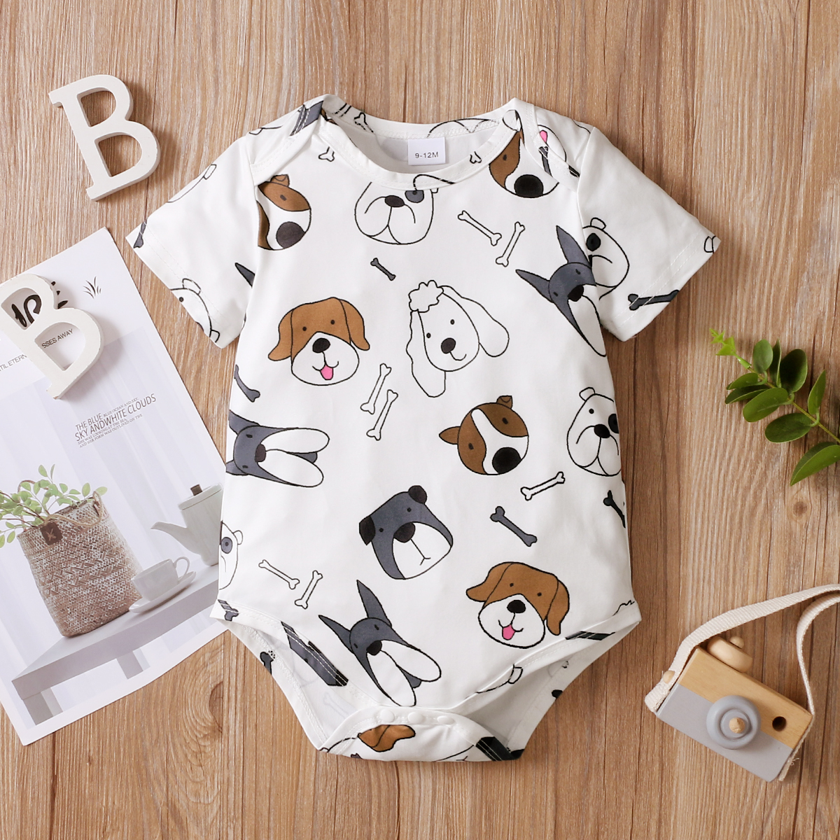 

1pc Baby Boy Short-sleeve Dog Print Romper