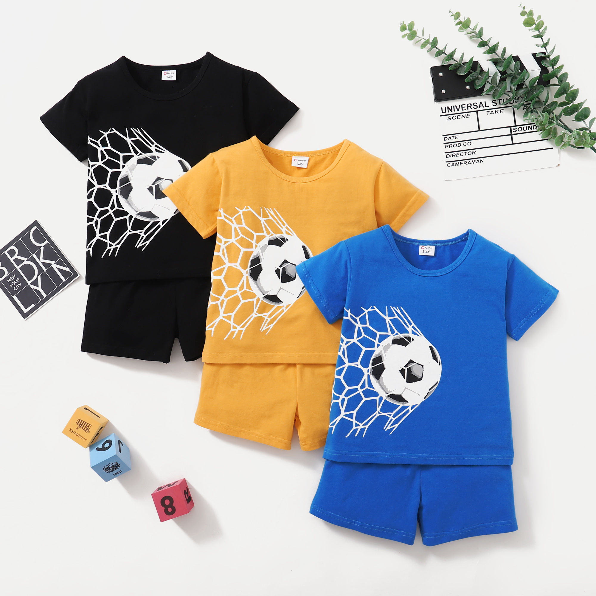 

Football Print Top and Shorts Athletic Set for Toddlers / Kids