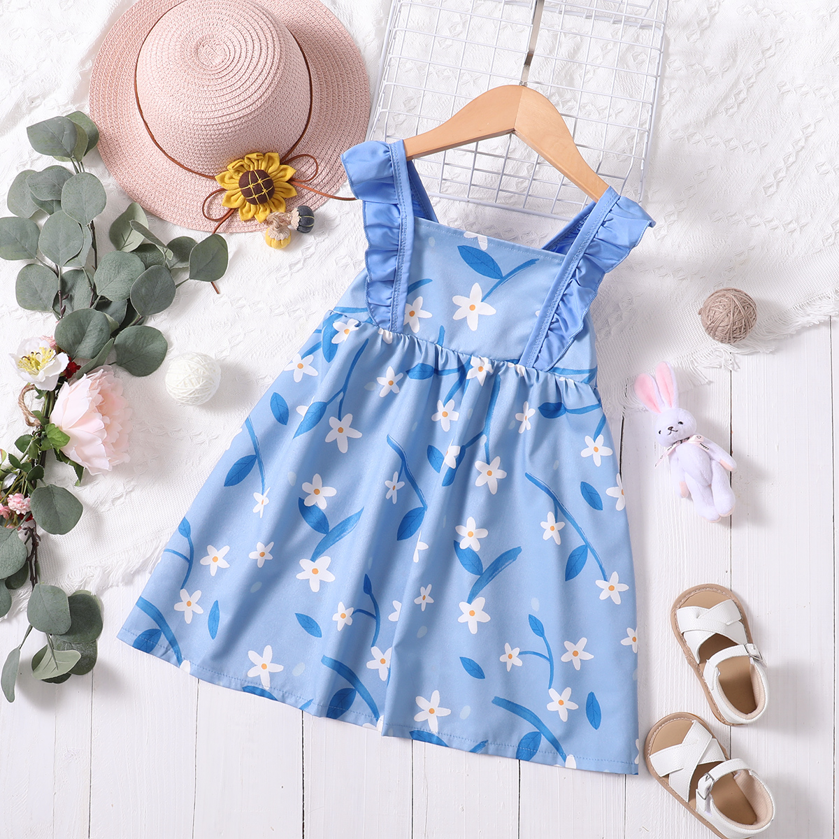 

Toddler Girl Floral Print Ruffle-sleeve Dress