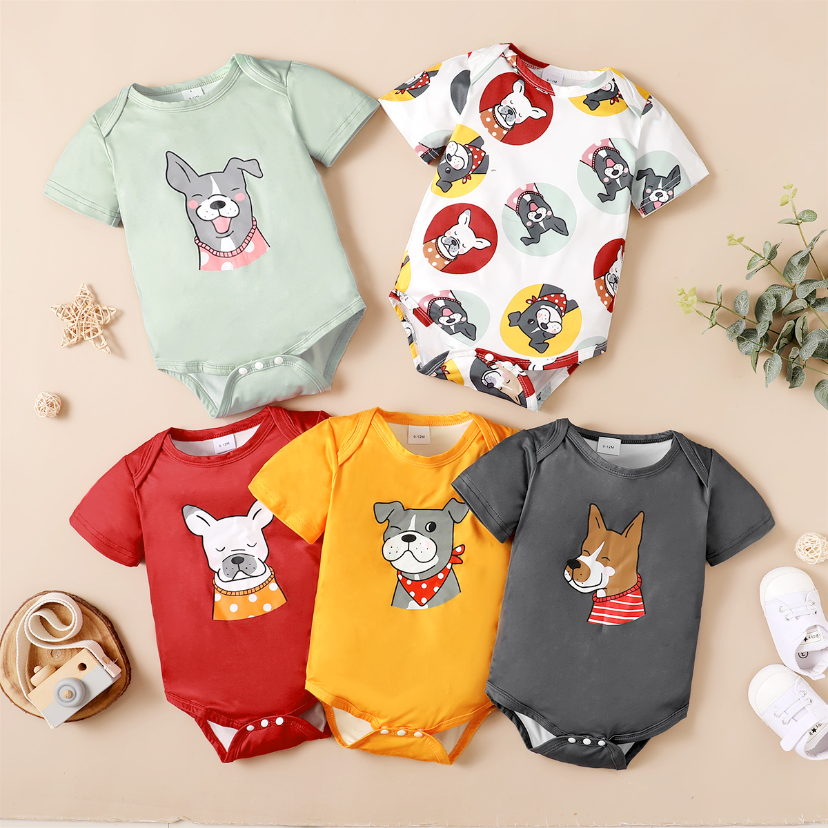 

Baby Boy Animal Dog Print Short-sleeve Romper