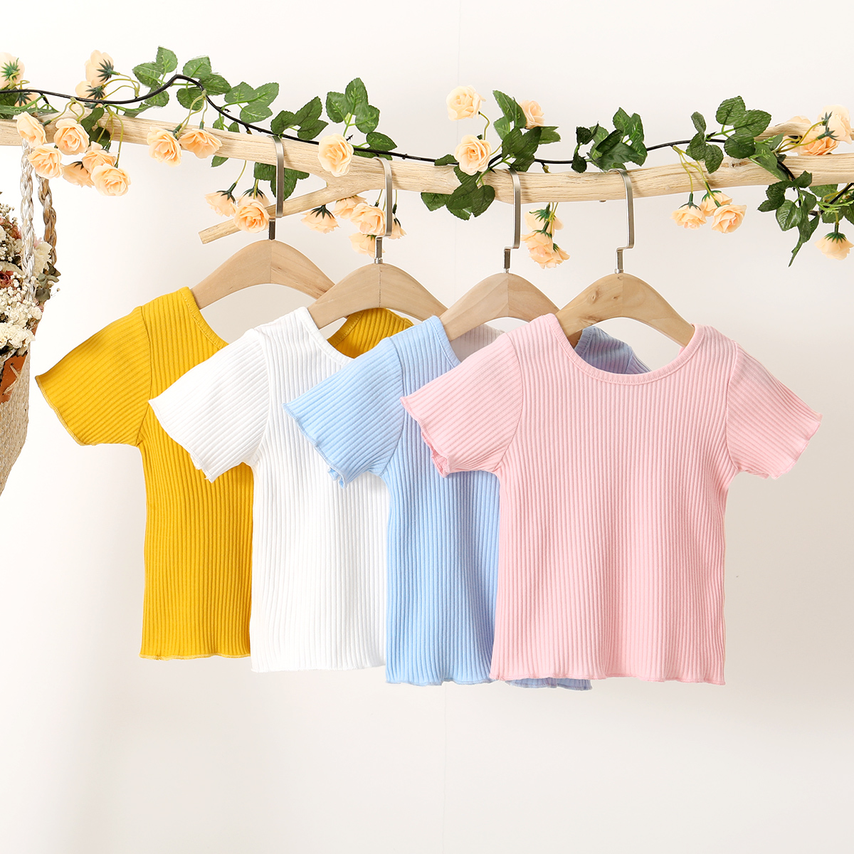 

Baby Girl Halter Short-sleeve Solid T-shirt