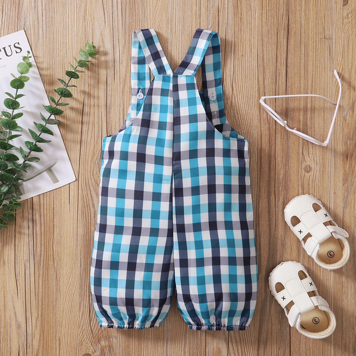 

Baby Boy Plaid Overalls with Pocket