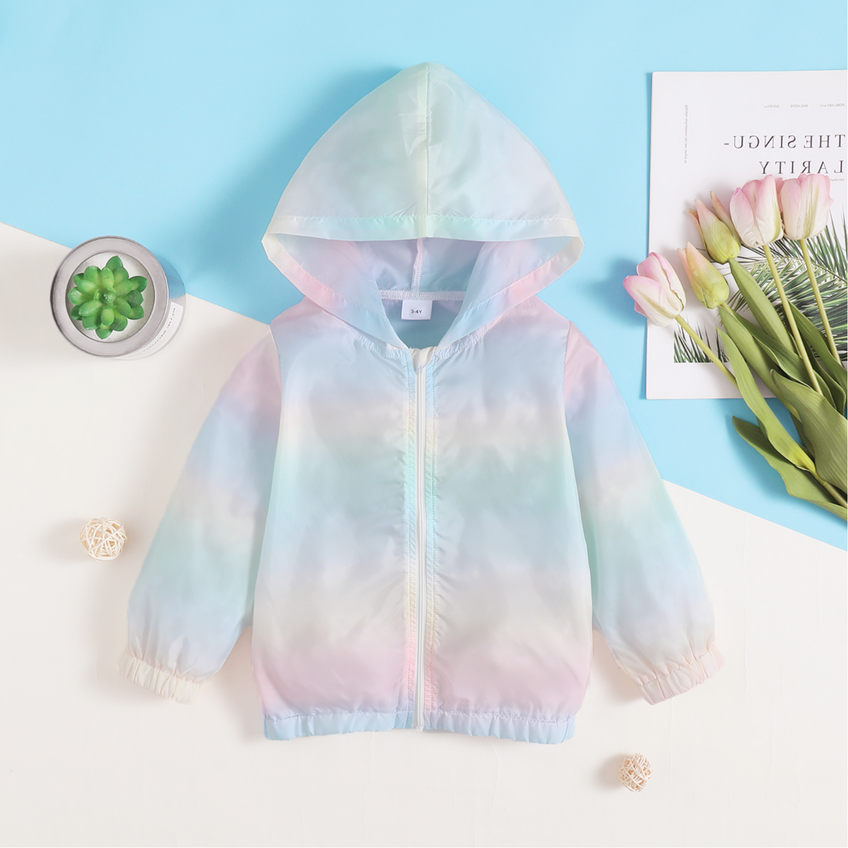 

Toddler Girl Rainbow Print Sun Protection Coat