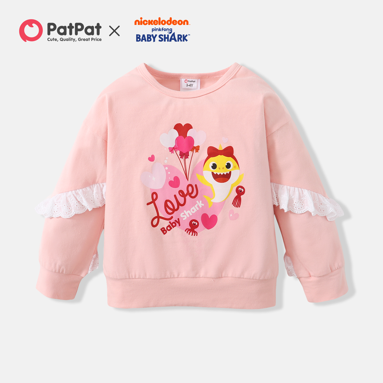 

Baby Shark Toddler Girl Heart and Balloon Cotton Sweatshirt