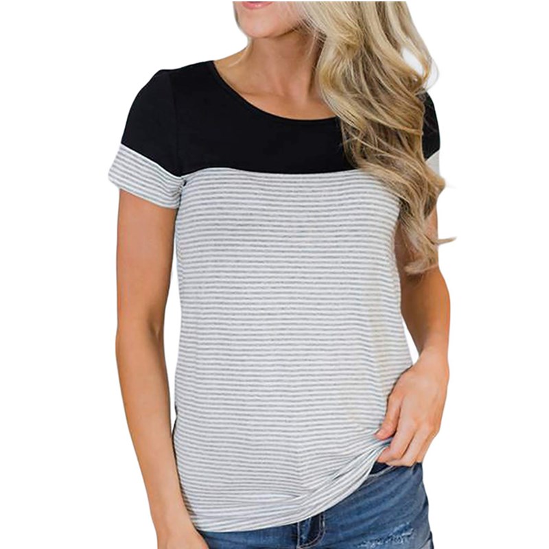 

Casual Striped Color Contrast Short-sleeve Top