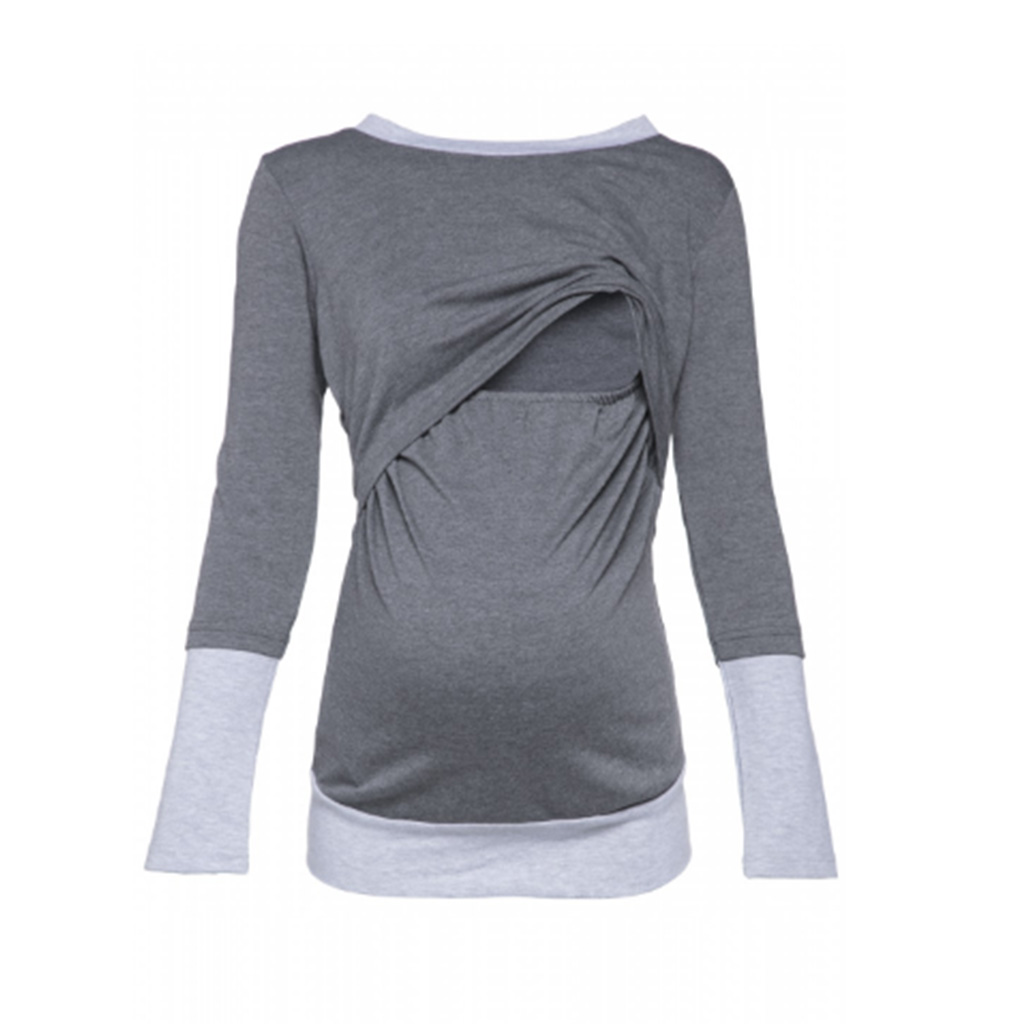 

Comfy Color Blocked Long-sleeve Maternity Top