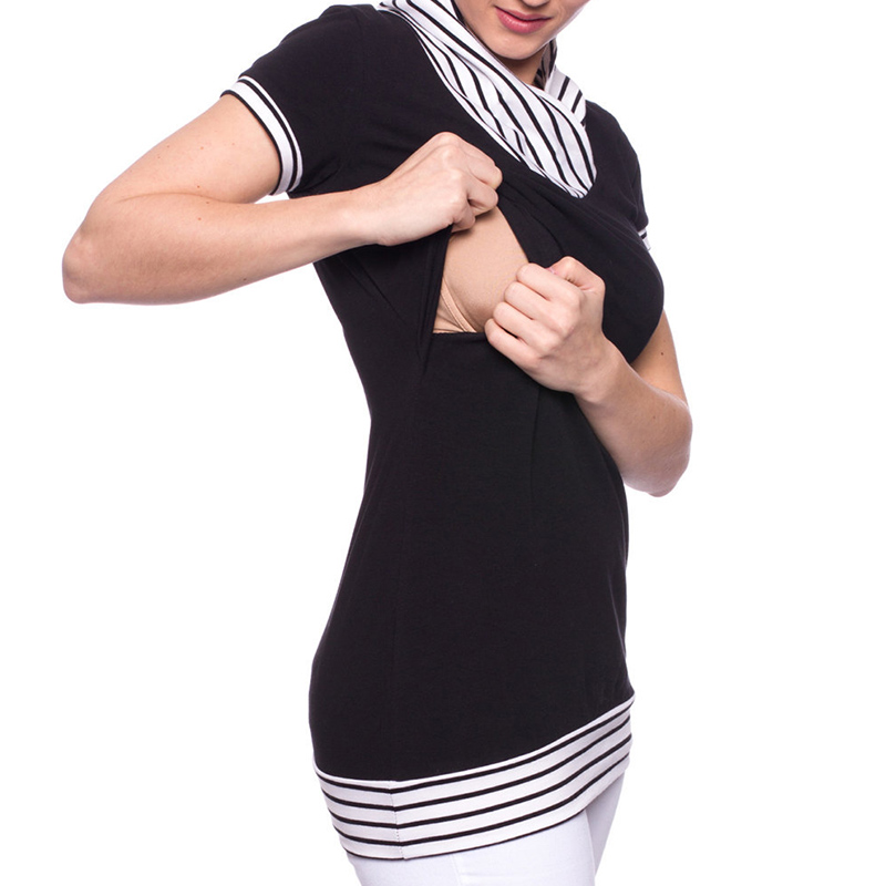 

Striped Short-sleeve Nursing Tee