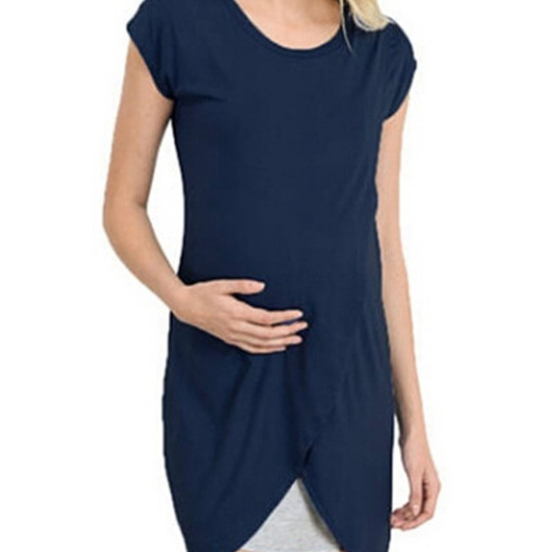 

Fashionable Color Contrast Short-sleeve Nursing Dress