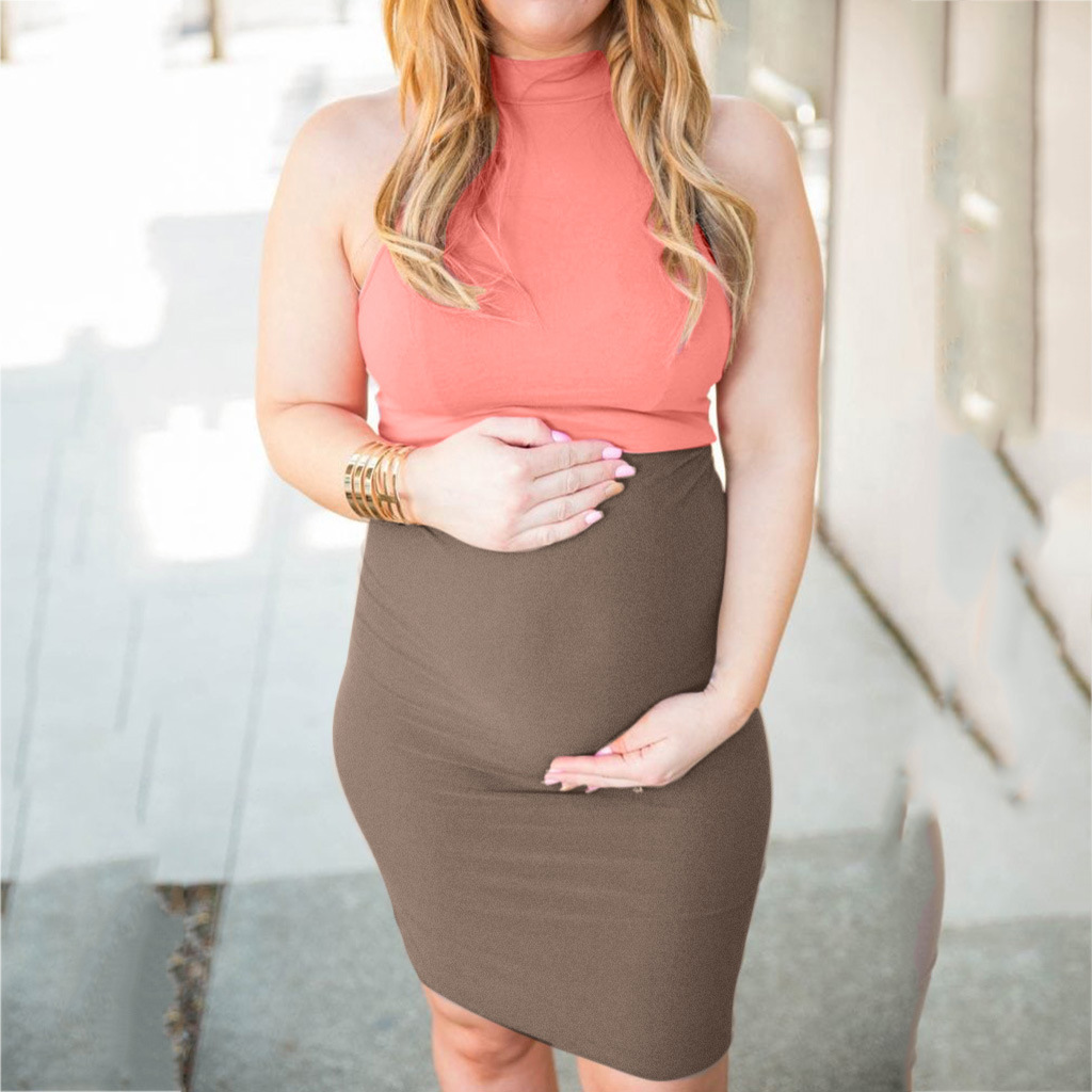 

Trendy Colorblock Sleeveless Maternity Dress