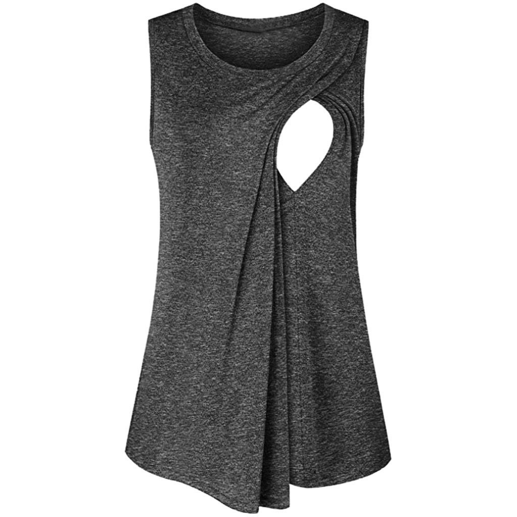 

Stylish Solid Asymmetric Nursing Tank