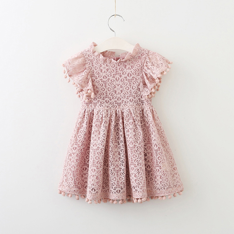 

Beautiful Pompon Design Flutter-sleeve Dress