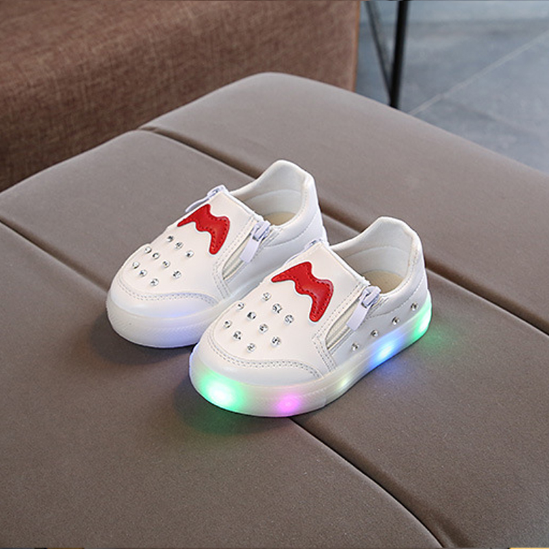 

Stylish Rhinestone Decor LED Zip-up Shoes for Toddler and Kid
