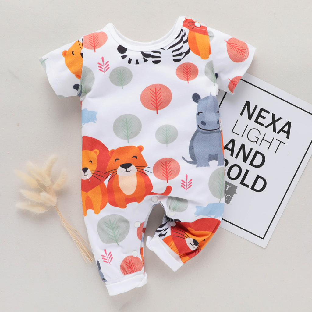 

Baby Lion Print Short-sleeve Jumpsuit