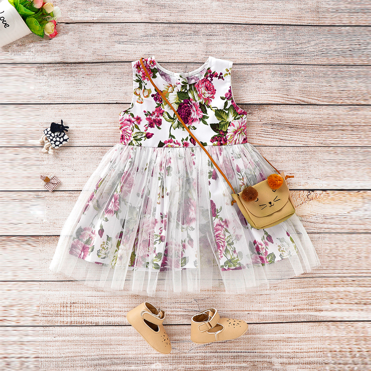 

Baby / Toddler Floral Print Mesh Dress