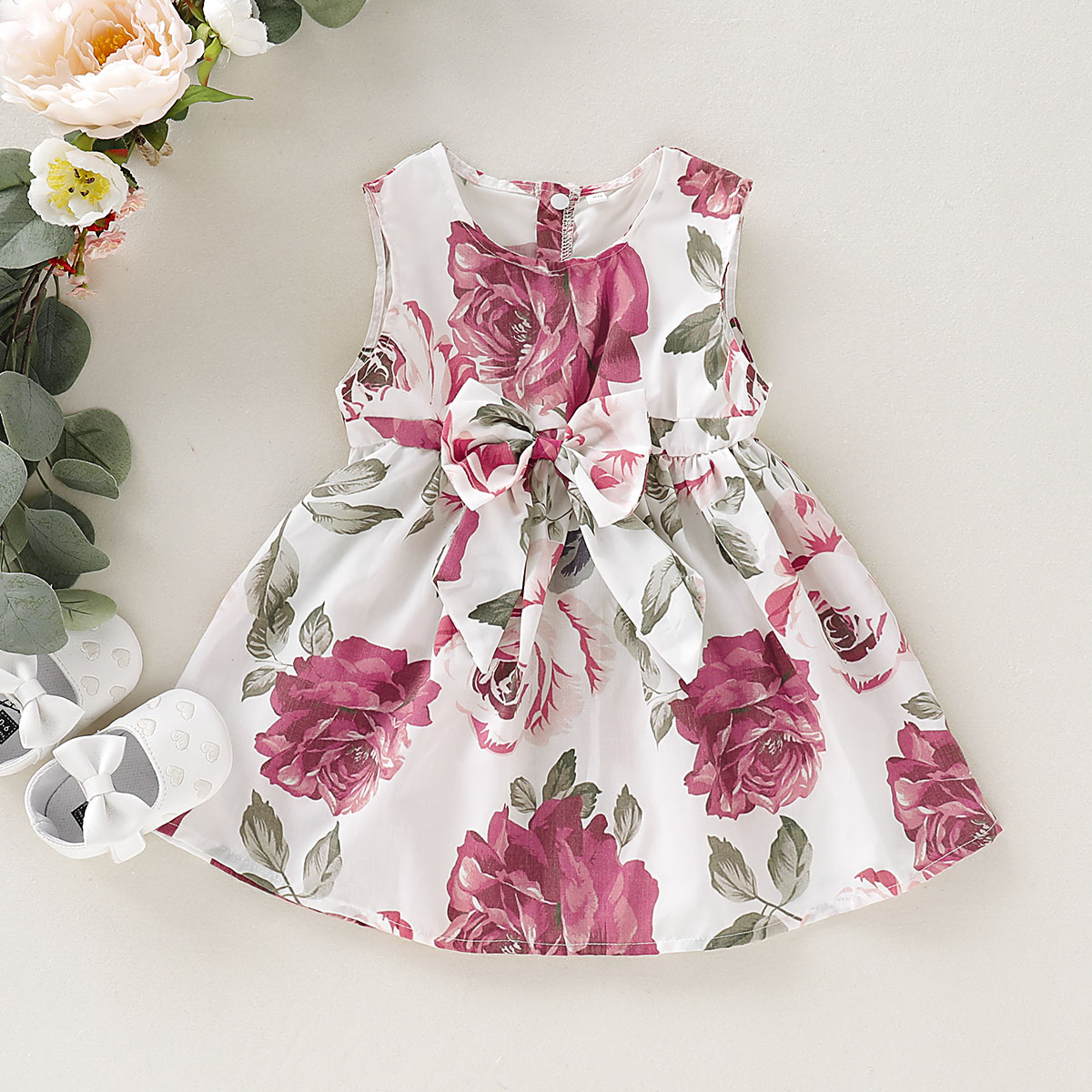 

Baby / Toddler Bowknot Decor Floral Print Dress