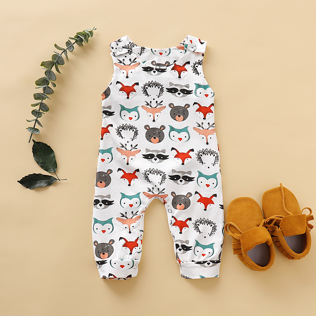

Baby Cartoon Animal Allover Sleeveless Jumpsuit