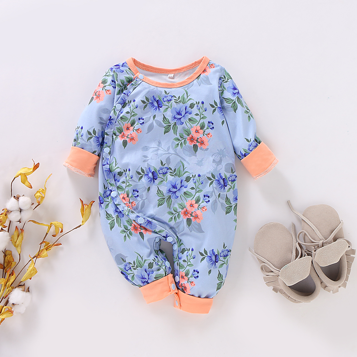 

Baby Girl Floral Allover Long-sleeve Jumpsuit