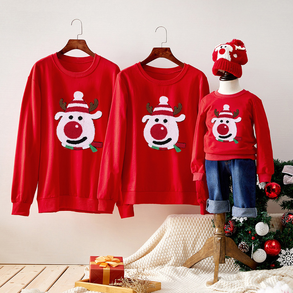 

Christmas Animal Deer Pattern Family Matching Cotton Sweatshirts
