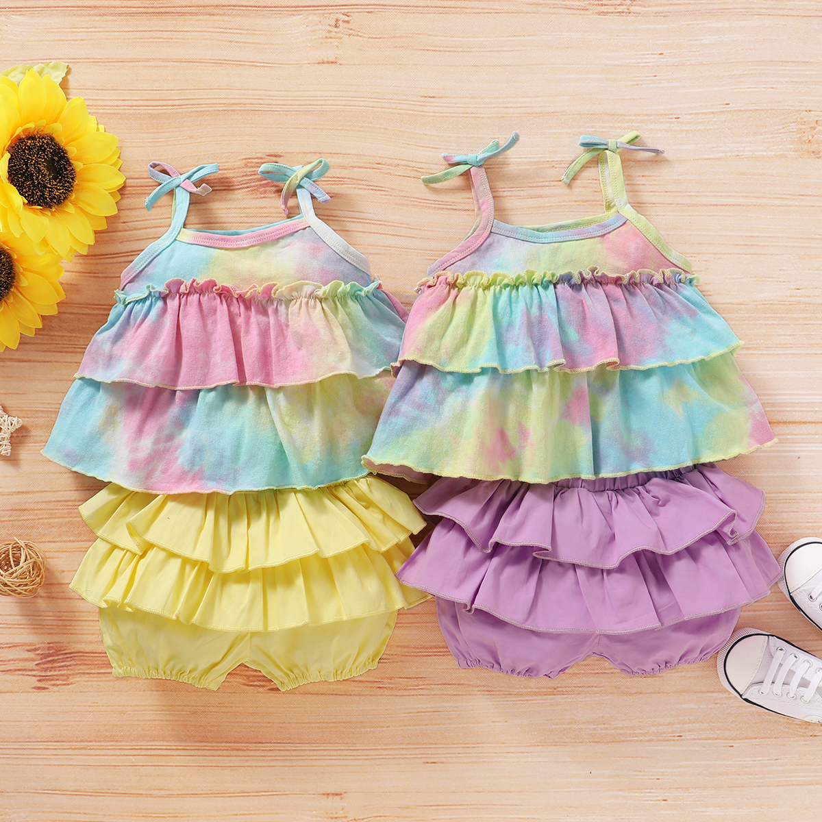 

Baby Girl Color Block Flounced Sets