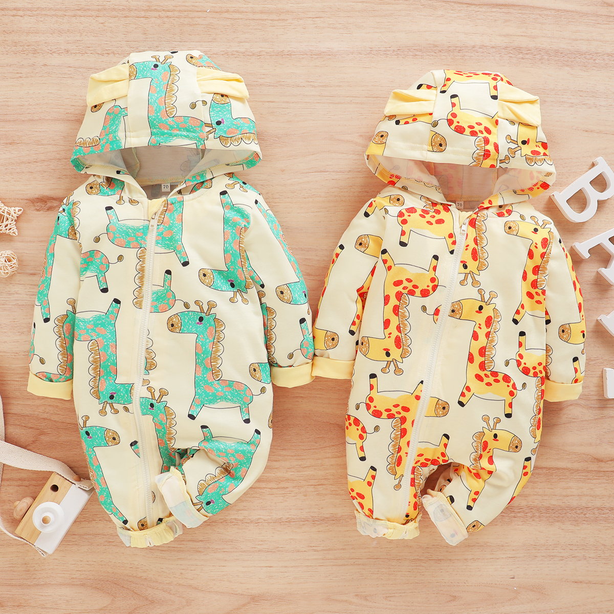 

Baby Animal Giraffe Hooded Jumpsuit