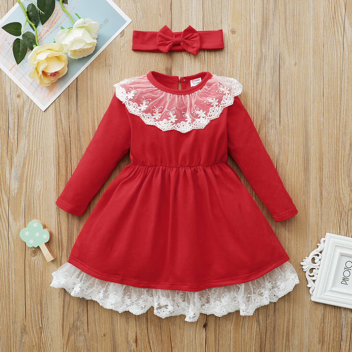 

Baby / Toddler Lace Collar Splice Dress