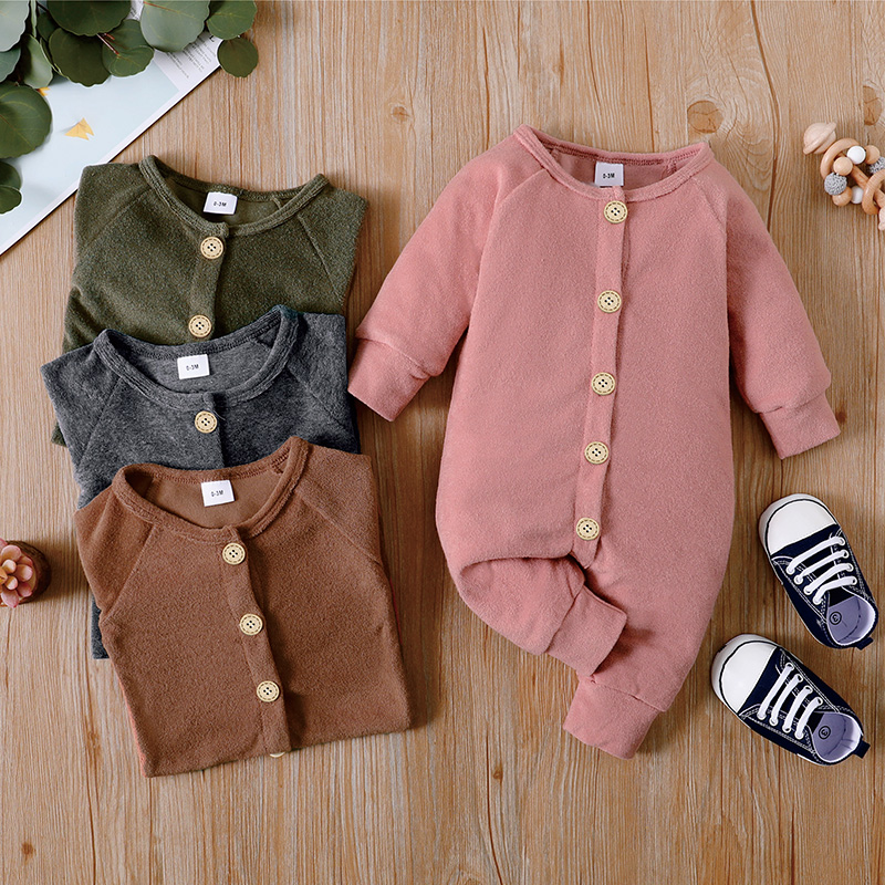 

Solid Long-sleeve Baby Jumpsuit