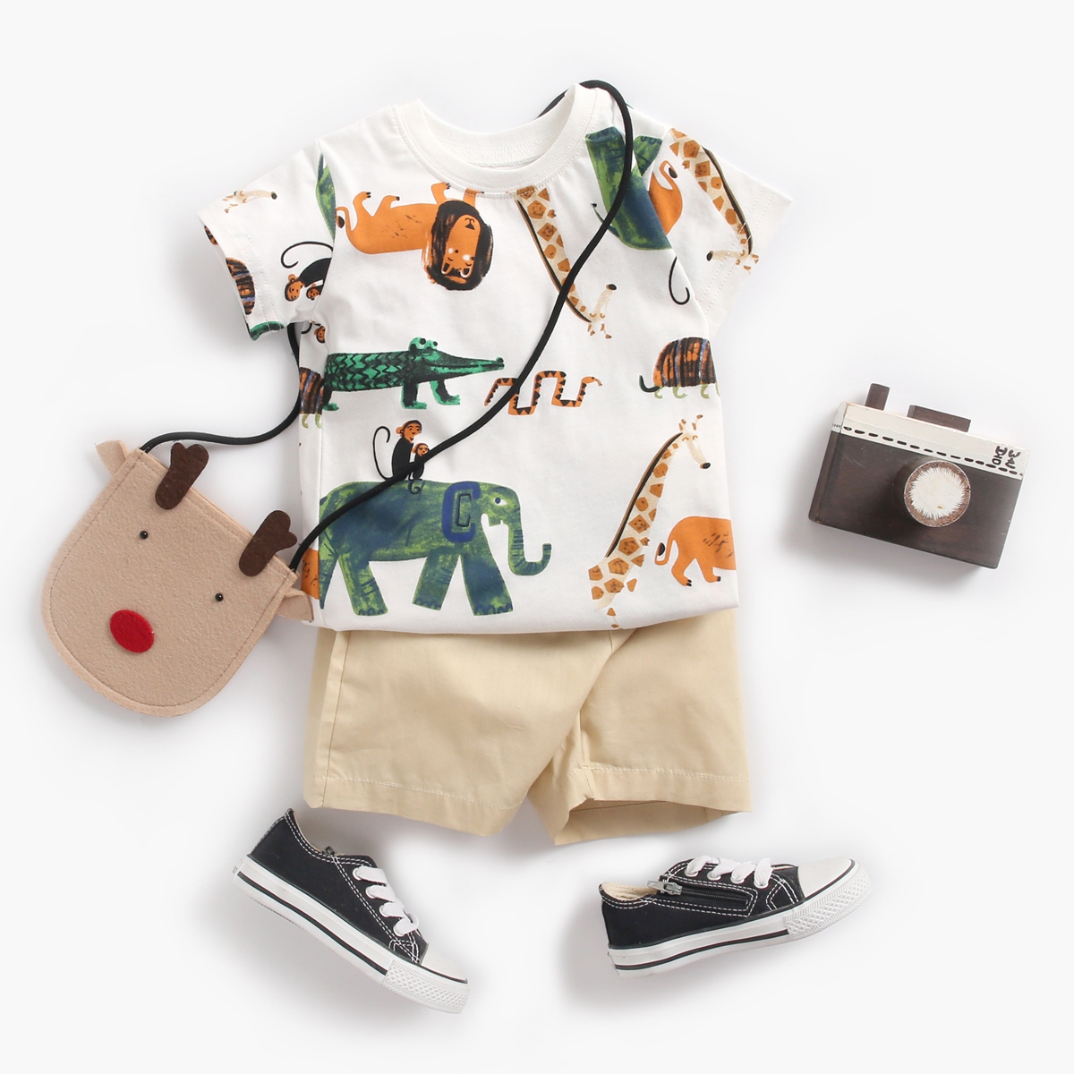 

Baby Boy Summer Animal Print Tee and Solid Shorts Set