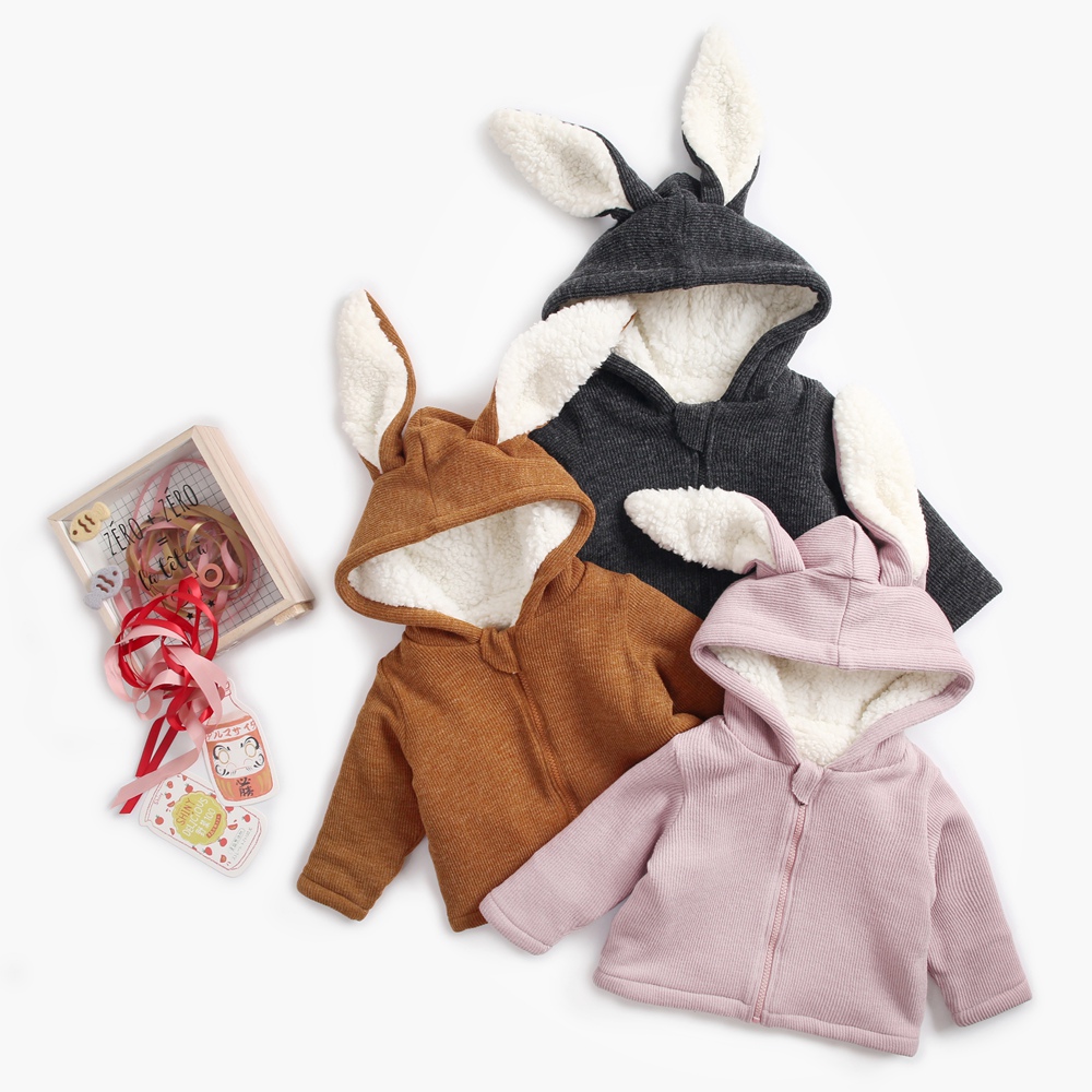 

Baby / Toddler Adorable Ear Decor Solid Hooded Coat