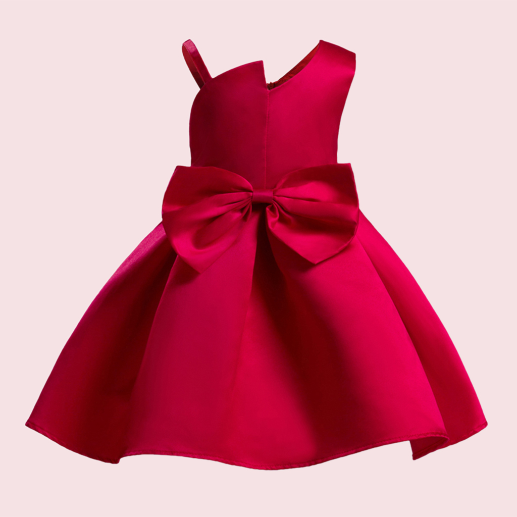 

Girl's Elegant Bowknot One-shoulder Party Dress