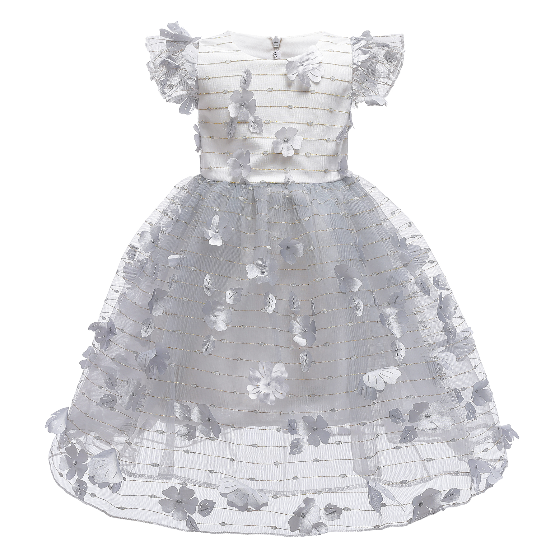 

Trendy Flower Decor Mesh Party Dress