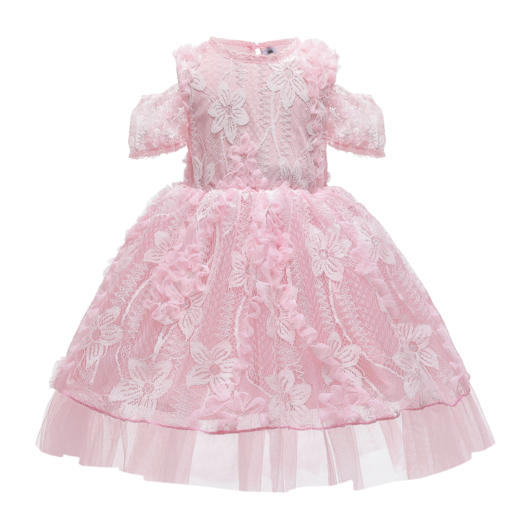 

Toddler Girl Elegant Floral Decor Lace Tulle Party Dress