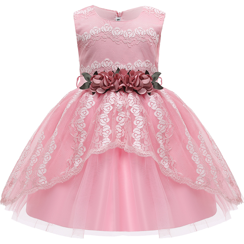 

Trendy Floral Decor Lace Sleeveless Party Dress