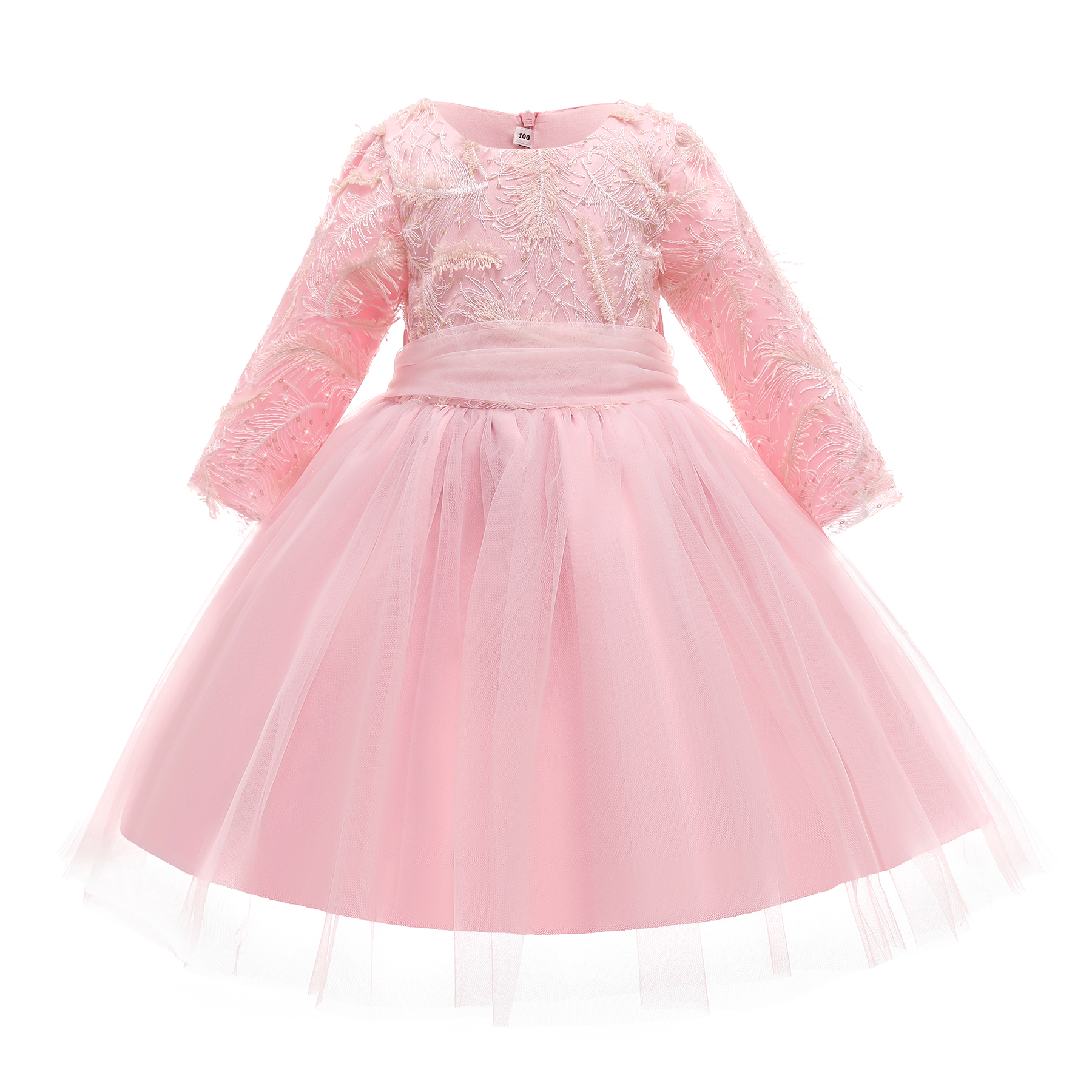 

Elegant Solid Lace Longsleeves Mesh Party Dress