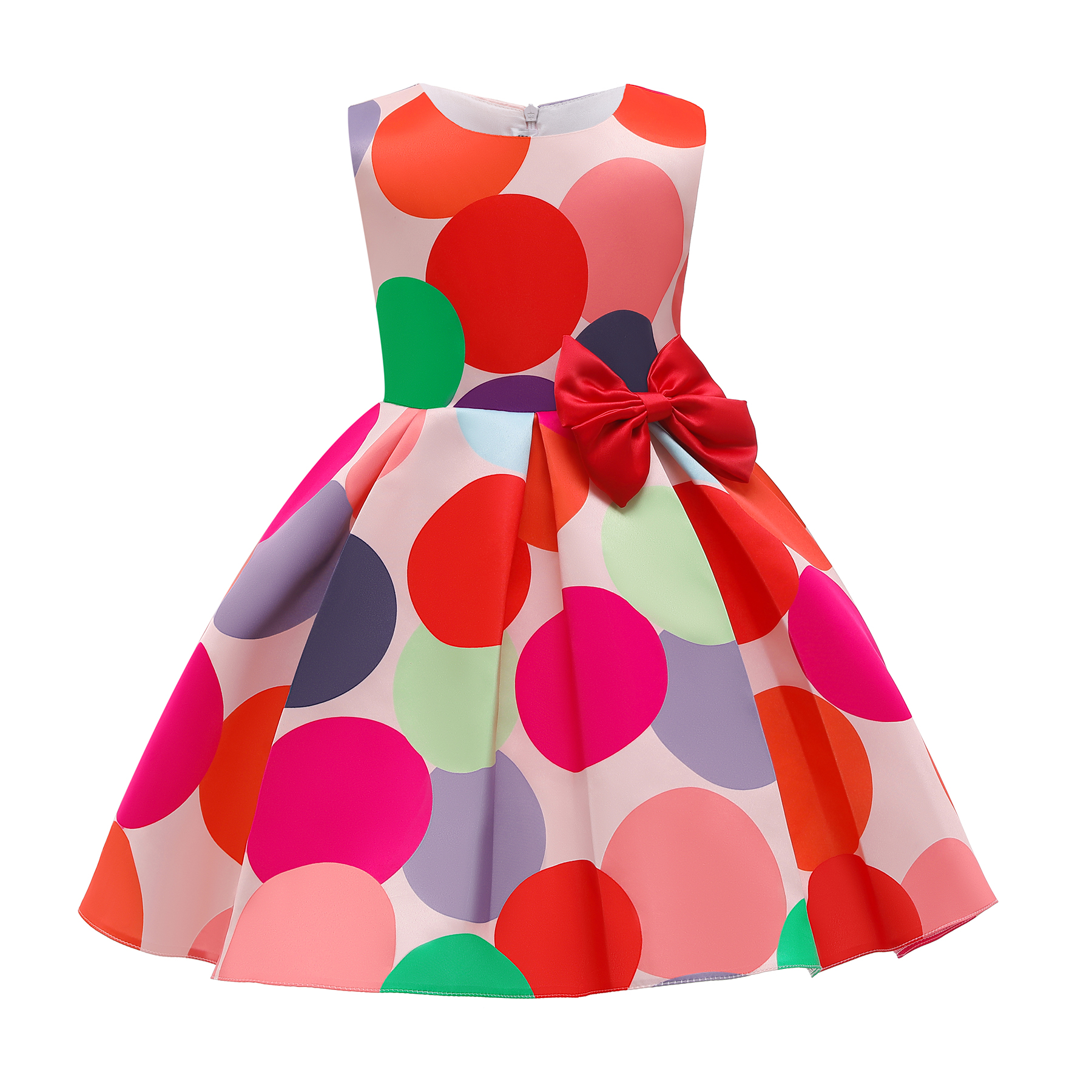 

1pc Toddler Girl Cotton Sleeveless Dots Bowknot Dress