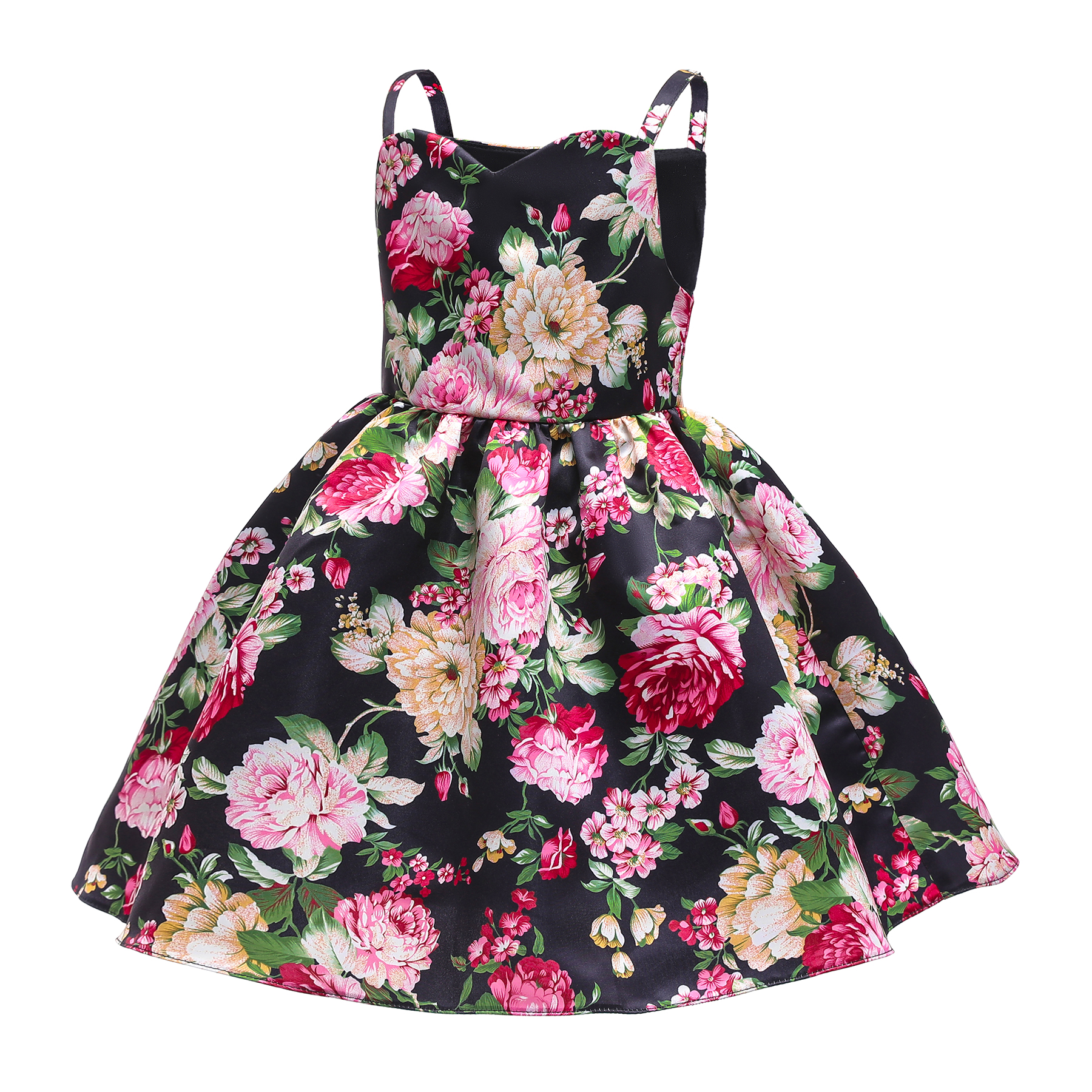 

Fashionable Kid Girl Sleeveless Floral Print Costume Party dress