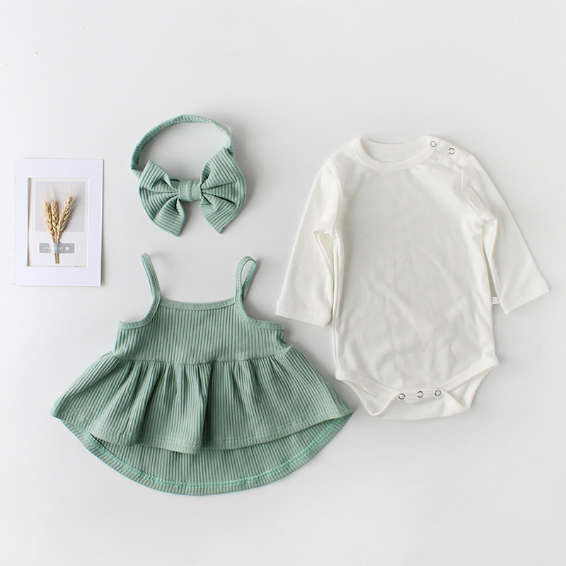 

Long-sleeve Bodysuit and Sling Dress Headband Set
