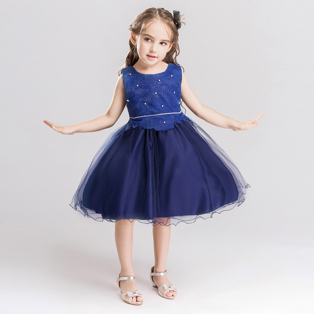 

Girl's Elegant Solid Sleeveless Tulle Party Dress Wedding Dress